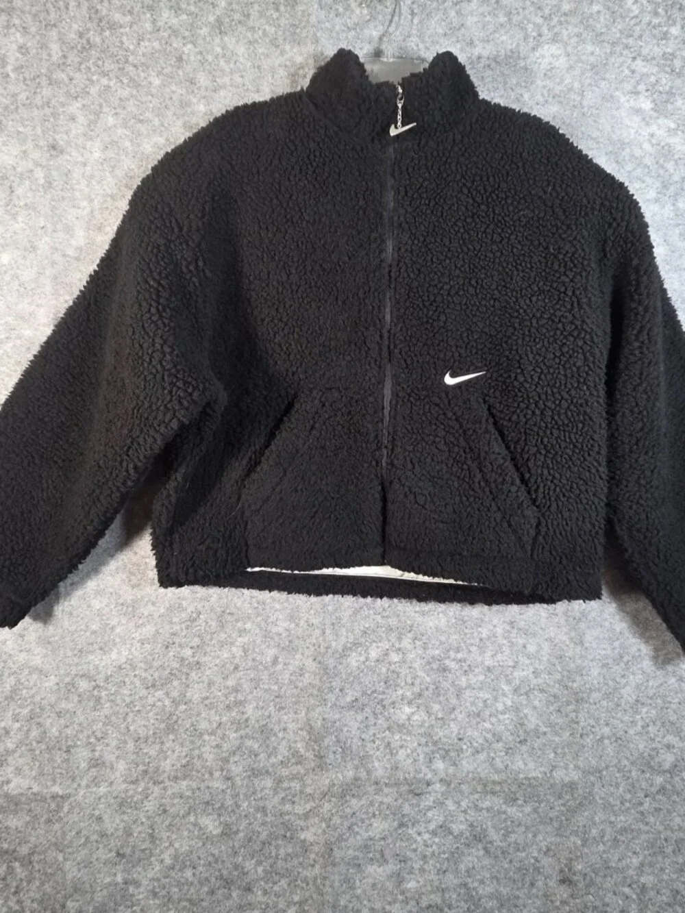 Nike Sportswear Swoosh Sherpa Jacket Black Size XL Fleece Streetwear, Outdoor